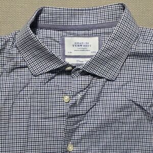Charles Tyrwhitt Dress Shirt Non Iron Classic Fit Blue& White Check Men's 18/38